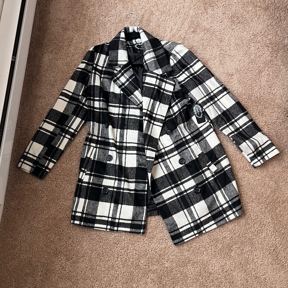NEW white/black Tartan Coat